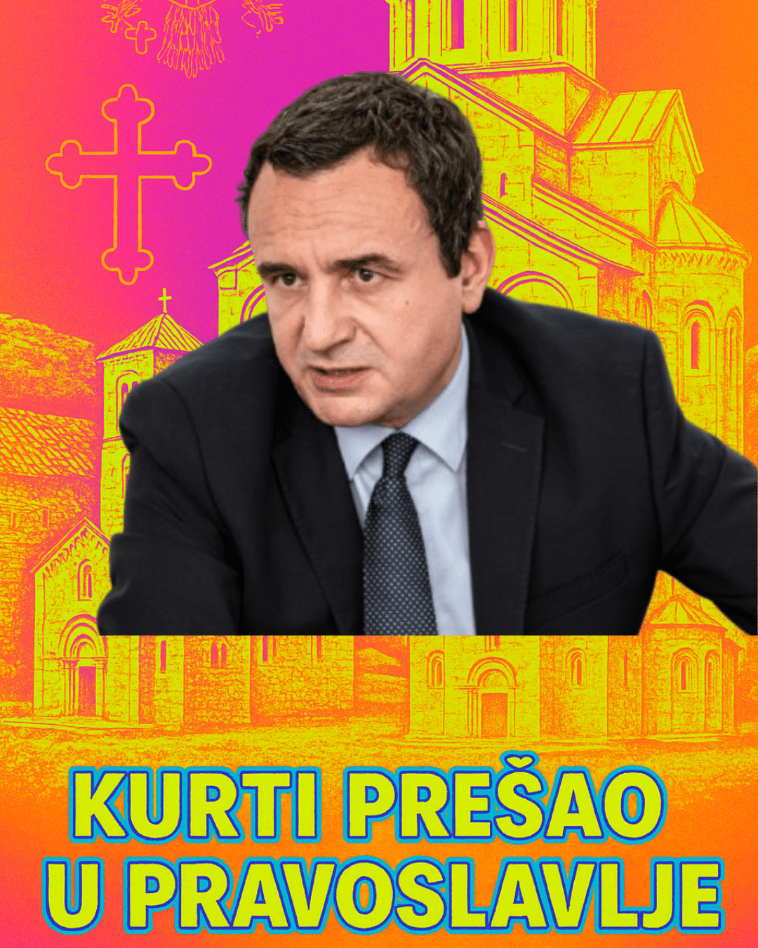 Kurti prešao u pravoslavlje, šokantno, prelazak vere, monašenje, SPC Kosovo, Srpska pravoslavna crkva, Kosovo manastiri, religija Balkan, tabloidi, vest dana, duhovni preokret, religijski skandal, ekskluzivno otkriće, pravoslavlje, krizni identitet