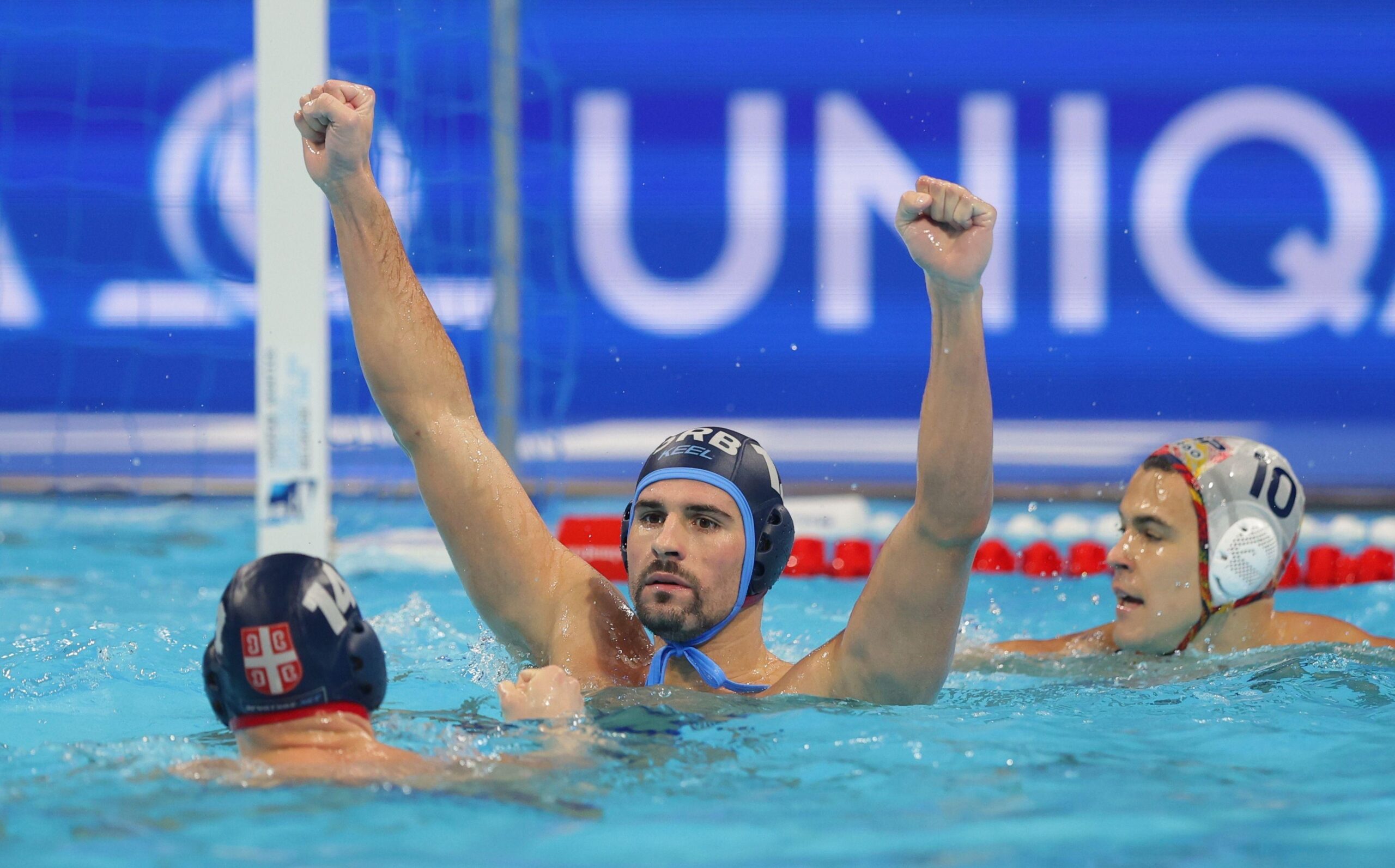 vaterpolo, evropsko prvenstvo u vaterpolu, srbija - &scaron;panija, ra&scaron;ović se raduje golu protiv &Scaron;panije