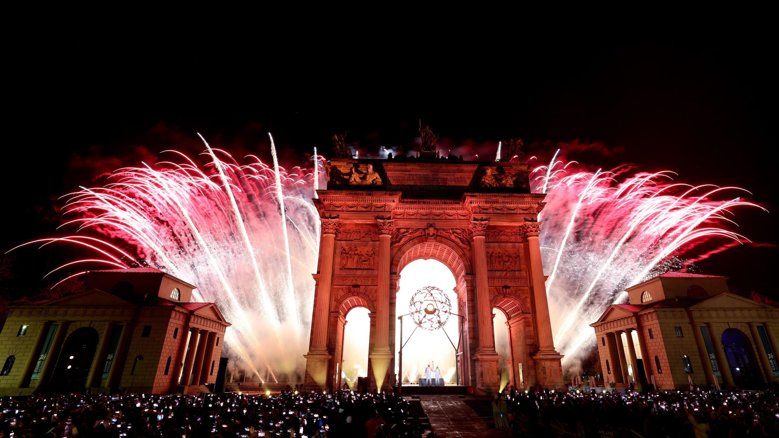 Fireworks go off after Olympic cauldron is lit in Milan