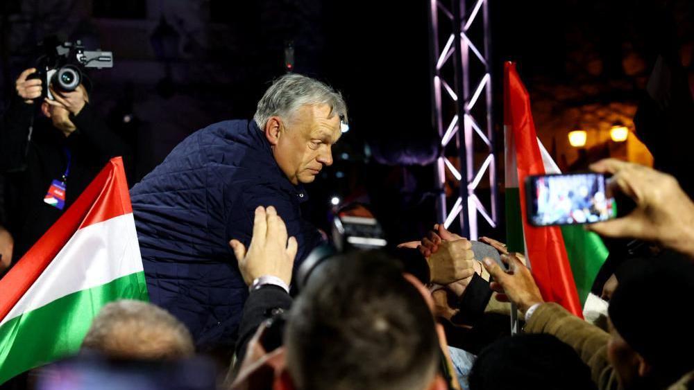 Orb&aacute;n at a rally in March