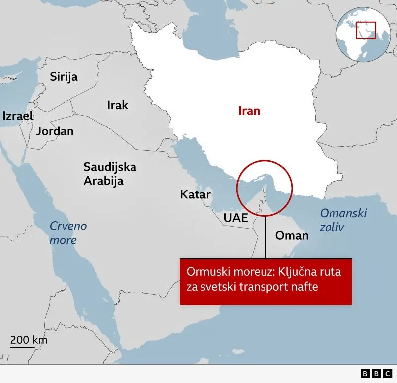 Mapa lokacije Ormuskog moreuza